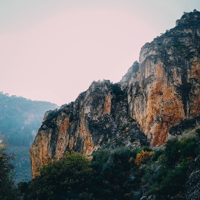 Colorful cliff in a mountain range